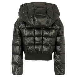 Zwarte Gewatteerde Crop Donsjas