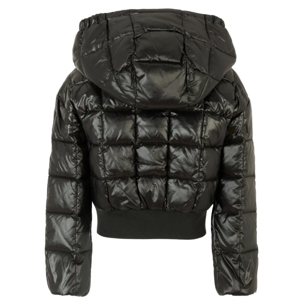 Zwarte Gewatteerde Crop Donsjas