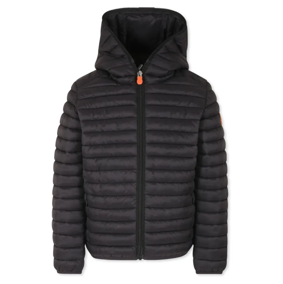 Zwarte Gewatteerde Donsjas met Capuchon