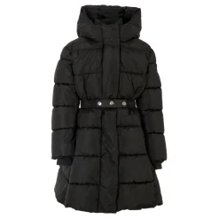 Zwarte Gewatteerde Donsjas met Capuchon