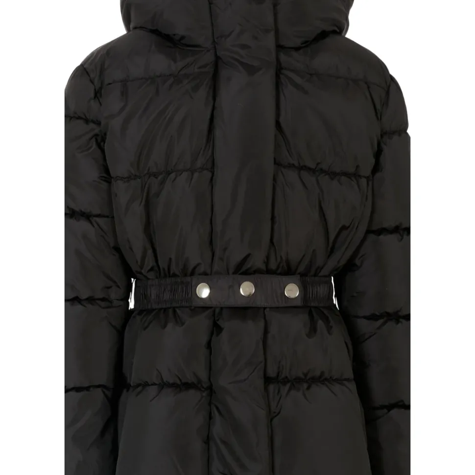 Zwarte Gewatteerde Donsjas met Capuchon