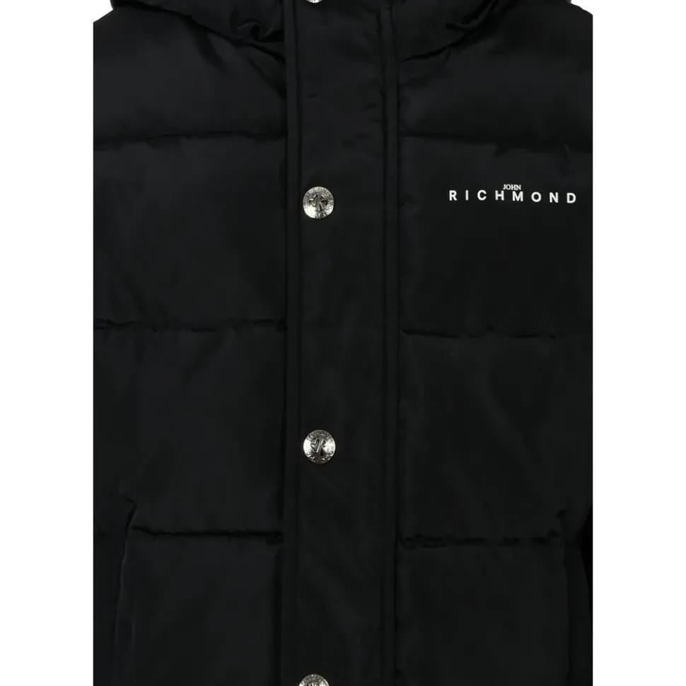 Zwarte Gewatteerde Donsjas met Capuchon