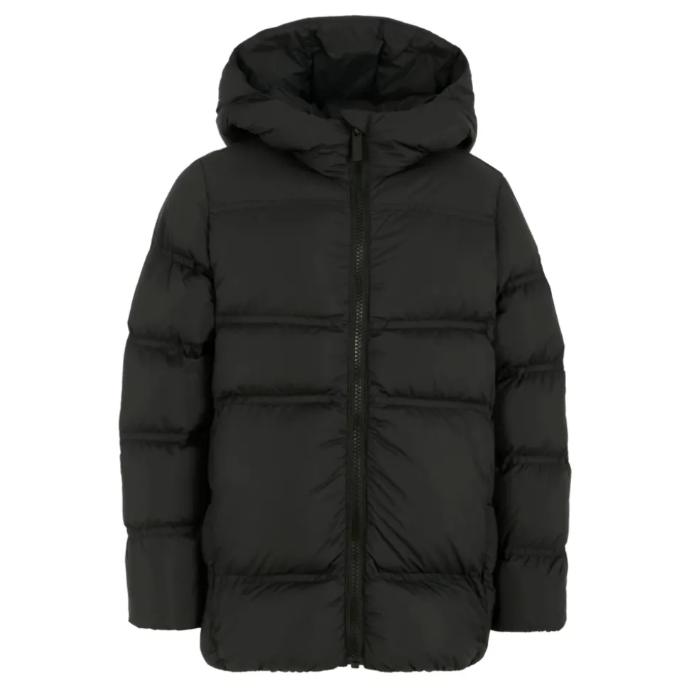 Zwarte Gewatteerde Donsjas met Capuchon