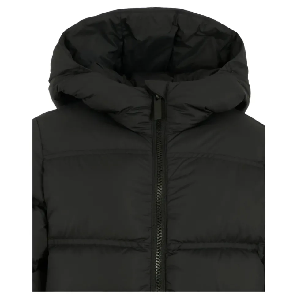 Zwarte Gewatteerde Donsjas met Capuchon