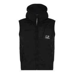 Zwarte gewatteerde gilet met capuchon