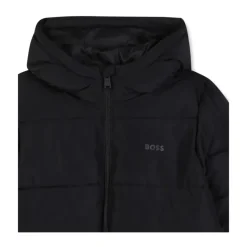 Zwarte Gewatteerde Jas met Capuchon