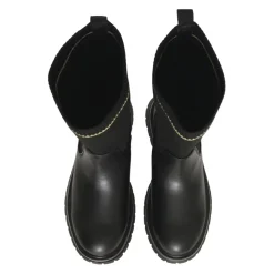 Zwarte hoge winterlaarzen met gebreide schacht