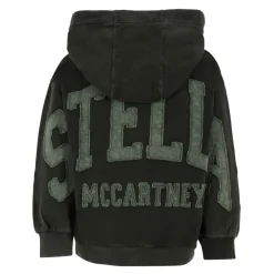 Zwarte Katoenen Fleece Rits Hoodie