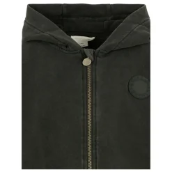 Zwarte Katoenen Fleece Rits Hoodie