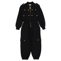 Zwarte katoenen jumpsuit met elastische taille