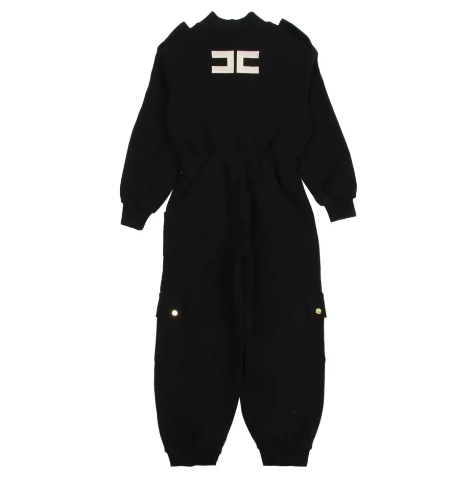 Zwarte katoenen jumpsuit met elastische taille