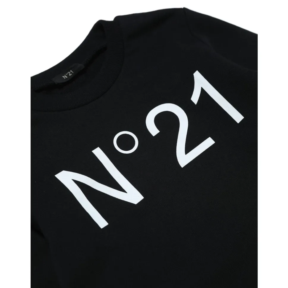 Zwarte Katoenen Logo Print Trui