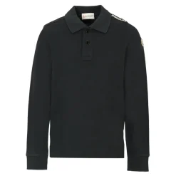 Zwarte Katoenen Polo Met Lange Mouwen