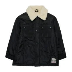 Zwarte kinderjas met logoplaatje