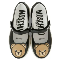 Zwarte leren ballerina's met Teddy Bear-patch