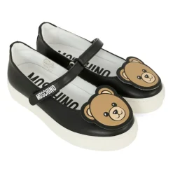 Zwarte leren ballerina's met Teddy Bear-patch