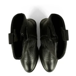 Zwarte Leren Cowboy Laarzen met Hak