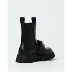 Zwarte Leren Enkellaarsjes met Gesp