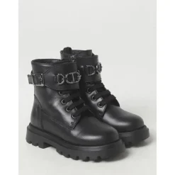 Zwarte Leren Enkellaarzen met Gesp