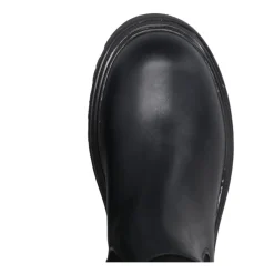 Zwarte Leren Hoge Legging Laarzen