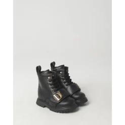 Zwarte Leren Kinder Enkellaarzen