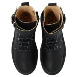 Zwarte leren kinder enkellaarzen