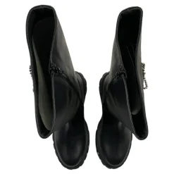 Zwarte Leren Kinderlaarzen Hartontwerp