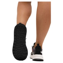 Zwarte leren kindersneakers met witte strepen