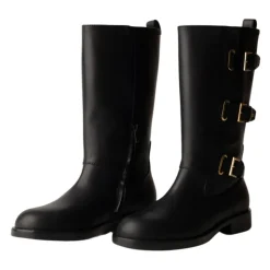 Zwarte leren laarzen met rits