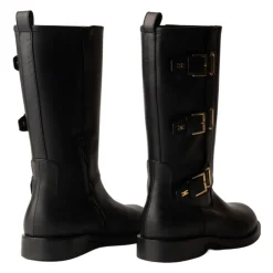 Zwarte leren laarzen met rits
