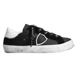 Zwarte leren lage sneakers