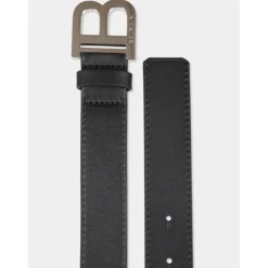 Zwarte leren logogesp riem