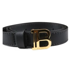 Zwarte leren riem met gouden gesp