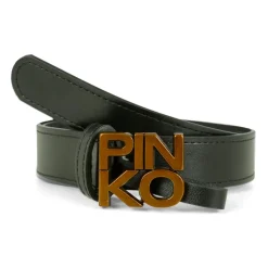 Zwarte leren riem met gouden gesp