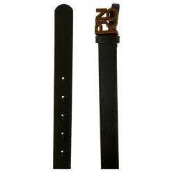 Zwarte leren riem met gouden gesp