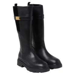 Zwarte leren slip-on laarzen