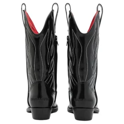 Zwarte leren westernlaarzen met borduurwerk