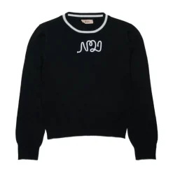 Zwarte Logo Sweater met Ronde Hals