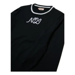 Zwarte Logo Sweater met Ronde Hals