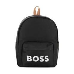 Zwarte Nylon Rugzak met Voorvak