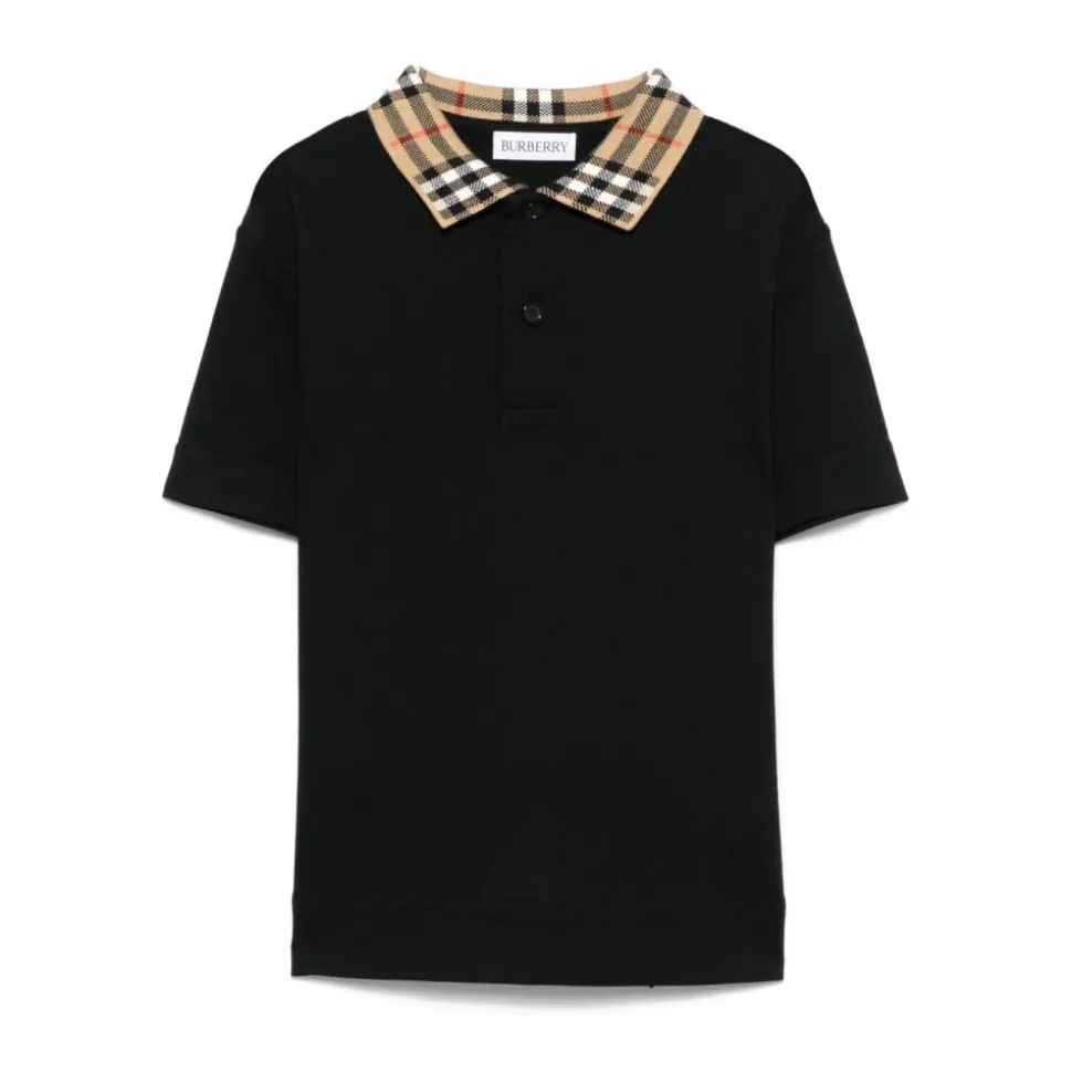 Zwarte Polo Shirt met Knoopsluiting