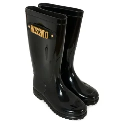 Zwarte regenlaarzen met metalen logo