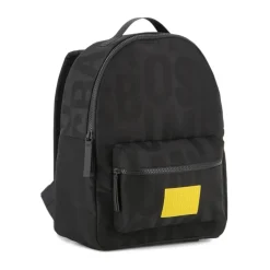 Zwarte rugzak met gele accentpatch