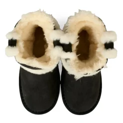 Zwarte Suède Enkellaarzen met Nepbont