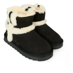 Zwarte Suède Enkellaarzen met Nepbont