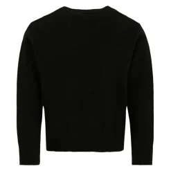 Zwarte wollen trui met wit logo